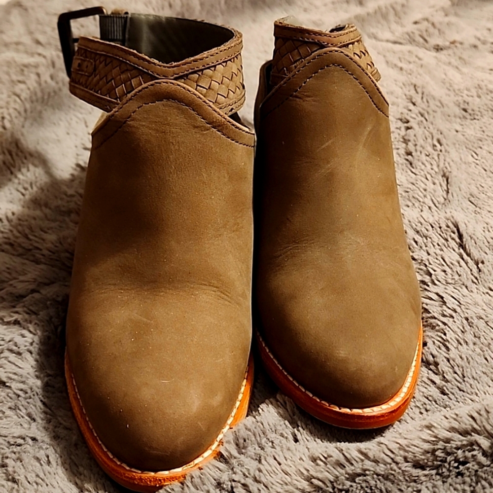 Crevo Green Leather Ankle Boots & Booties | Adjustable Strap